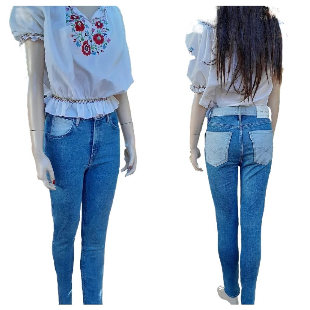 Vintage 90s Levi Strauss Line 8 Color Block Skinny Jeans Deadstock Sample Stock